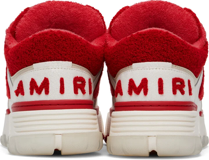 AMIRI White & Red Varsity MA-1 Sneakers - Image 2