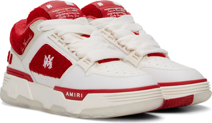 AMIRI White & Red Varsity MA-1 Sneakers - Image 4
