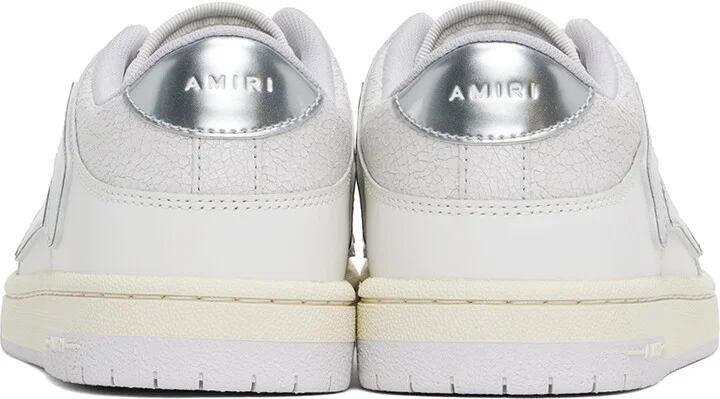 AMIRI White & Silver Metallic Skel Top Sneakers - Image 2