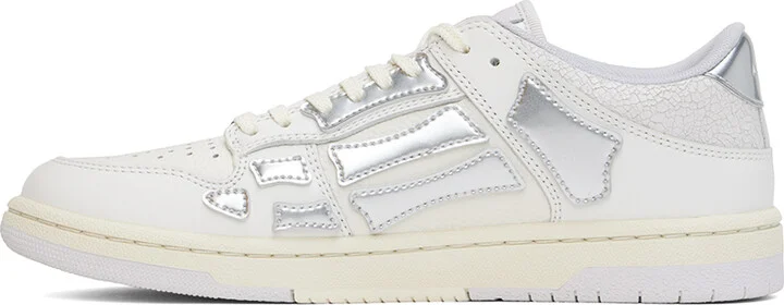 AMIRI White & Silver Metallic Skel Top Sneakers - Image 3