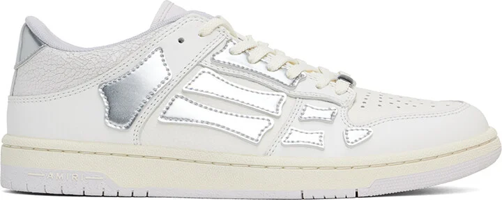 AMIRI White & Silver Metallic Skel Top Sneakers