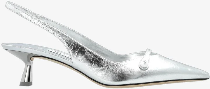 Amita 45 Metallic Leather Slingback Pumps