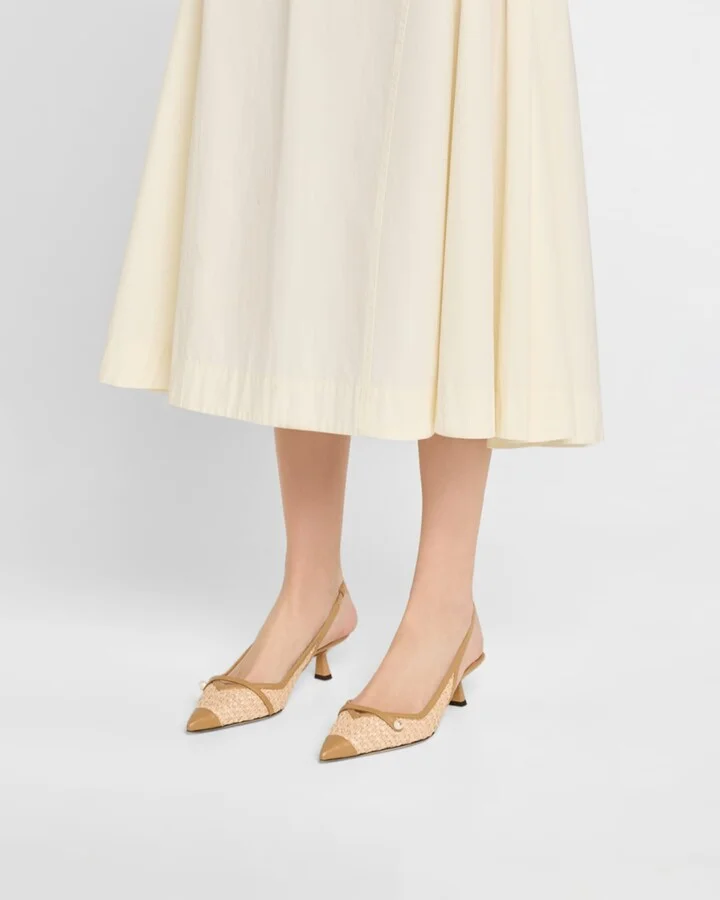 Amita 45 Raffia Slingback Pumps - Image 8