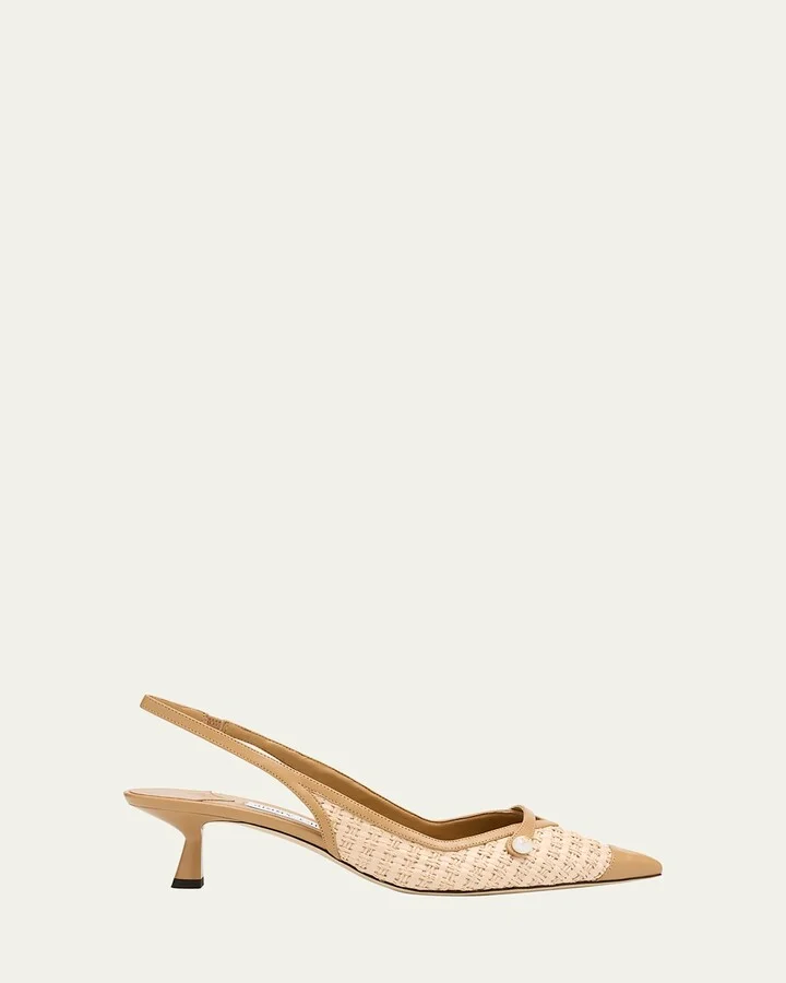 Amita 45 Raffia Slingback Pumps