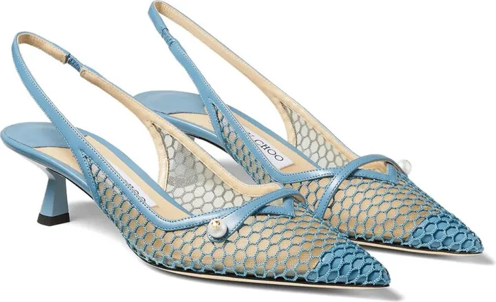 Amita 45mm fishnet pumps - Image 2