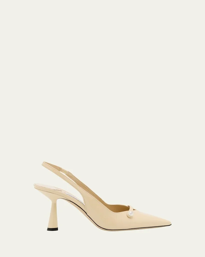 Amita 85 Patent Nappa Leather Slingback Pumps