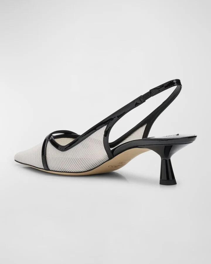 Amita Mesh Pearly-Strap Slingback Pumps - Image 2
