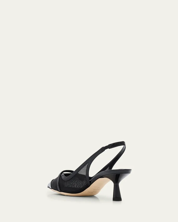Amita Mesh Pearly-Strap Slingback Pumps - Image 2