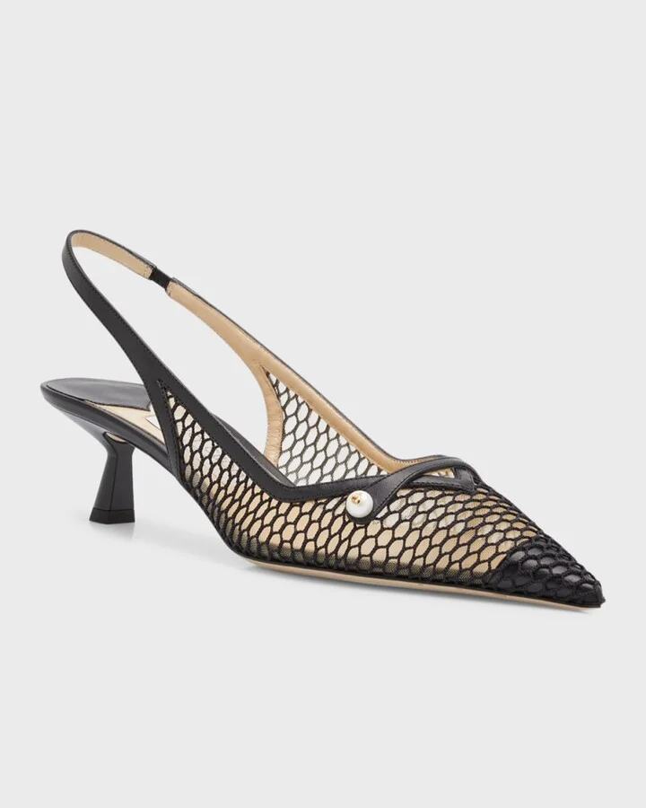 Amita Net Slingback Ballerina Pumps - Image 4