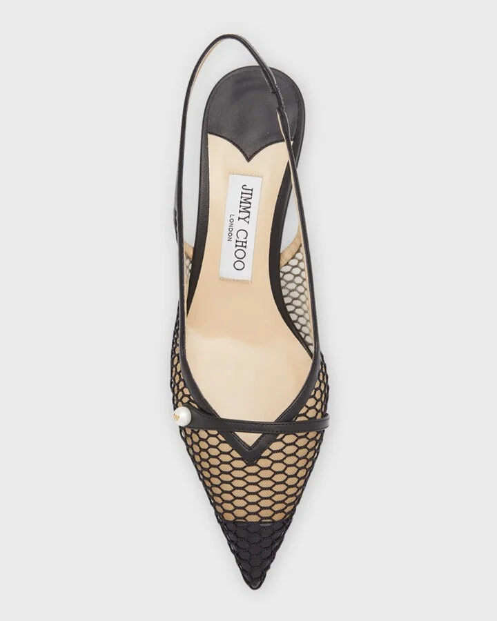 Amita Net Slingback Ballerina Pumps - Image 5