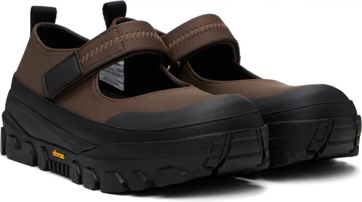 AMOMENTO Brown & Black Vibram Mary Jane Ballerina Flats - Image 4