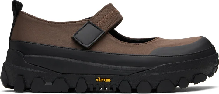 AMOMENTO Brown & Black Vibram Mary Jane Ballerina Flats