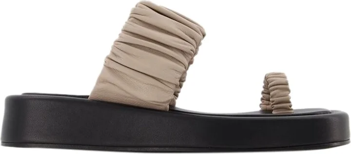 Amor Platform Slides - Elleme - Taupe/Black - Leather