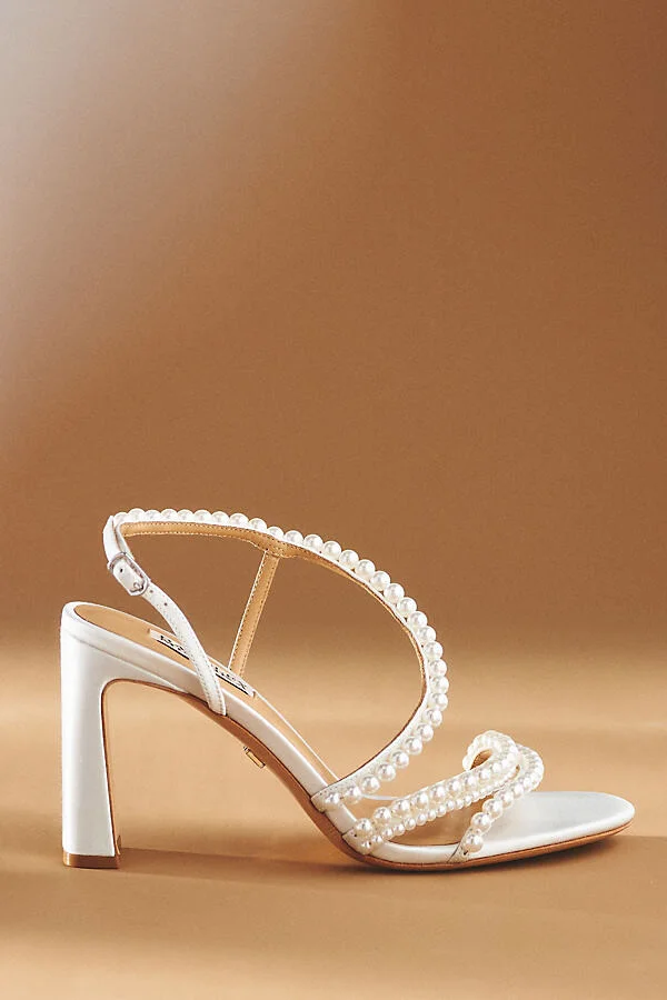 Amora Pearl-Strap Satin Heels