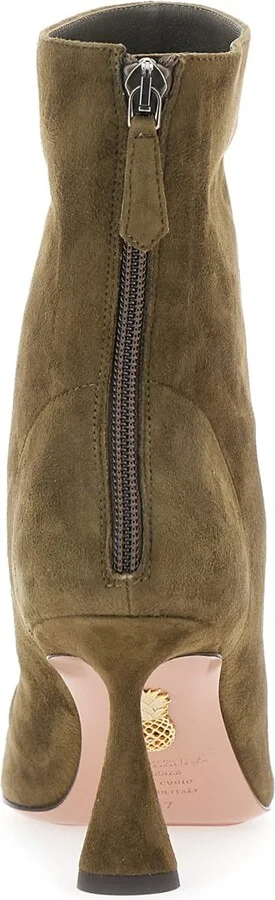 'amore' Green Ankle Boots With Zip Closure And High Sculpted Heel In Suede Woman - Image 4