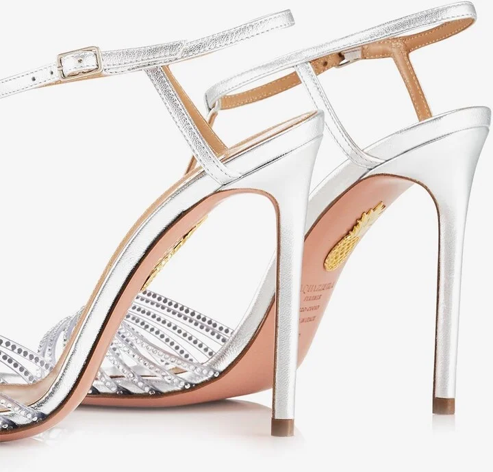 Amore Mio 105 Crystal-Embellished Sandals in Leather - Image 3