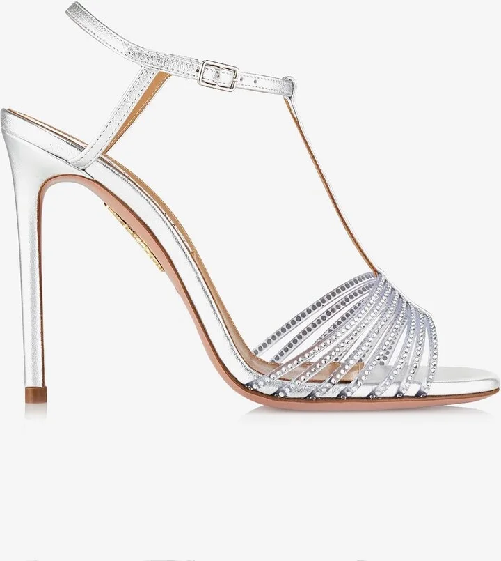 Amore Mio 105 Crystal-Embellished Sandals in Leather