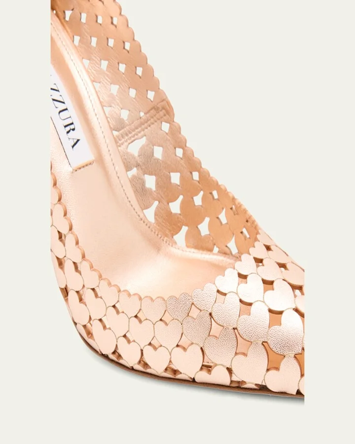 Amourose Metallic Heart Stiletto Pumps - Image 3