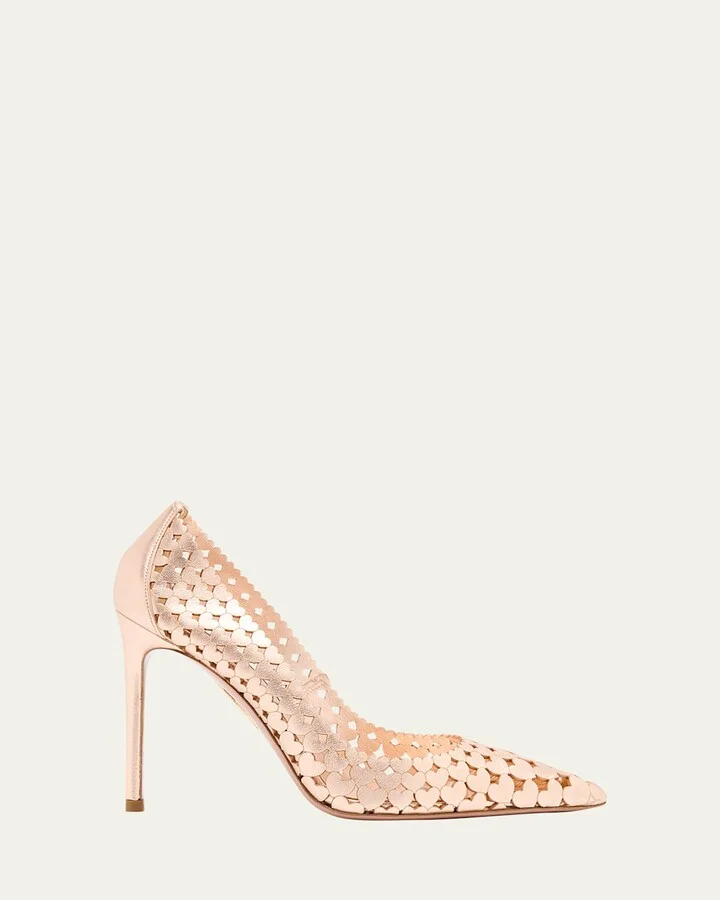 Amourose Metallic Heart Stiletto Pumps