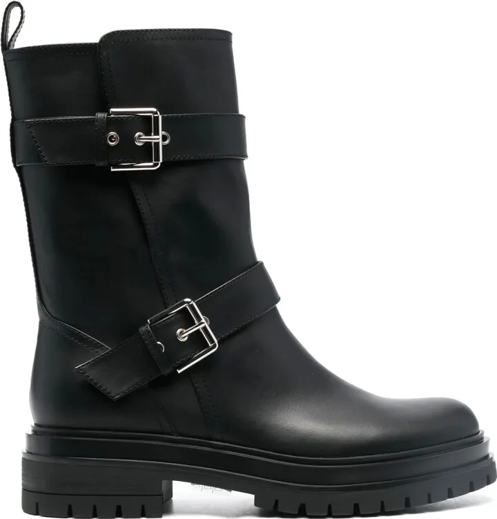 Amphibian buckled biker boots