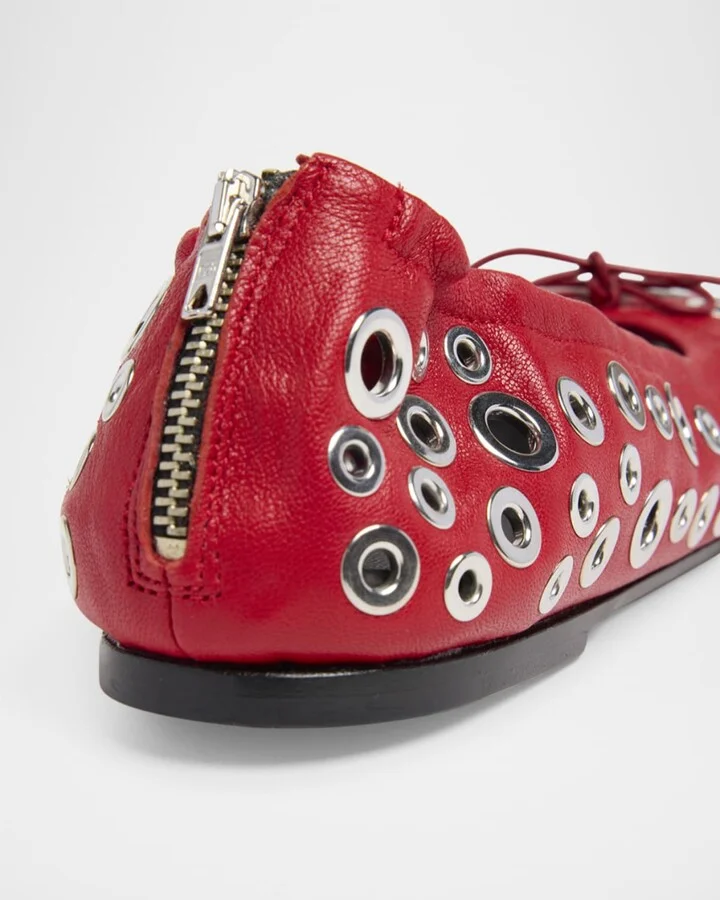 Amy Grommet Zip Leather Ballerina Flats - Image 3