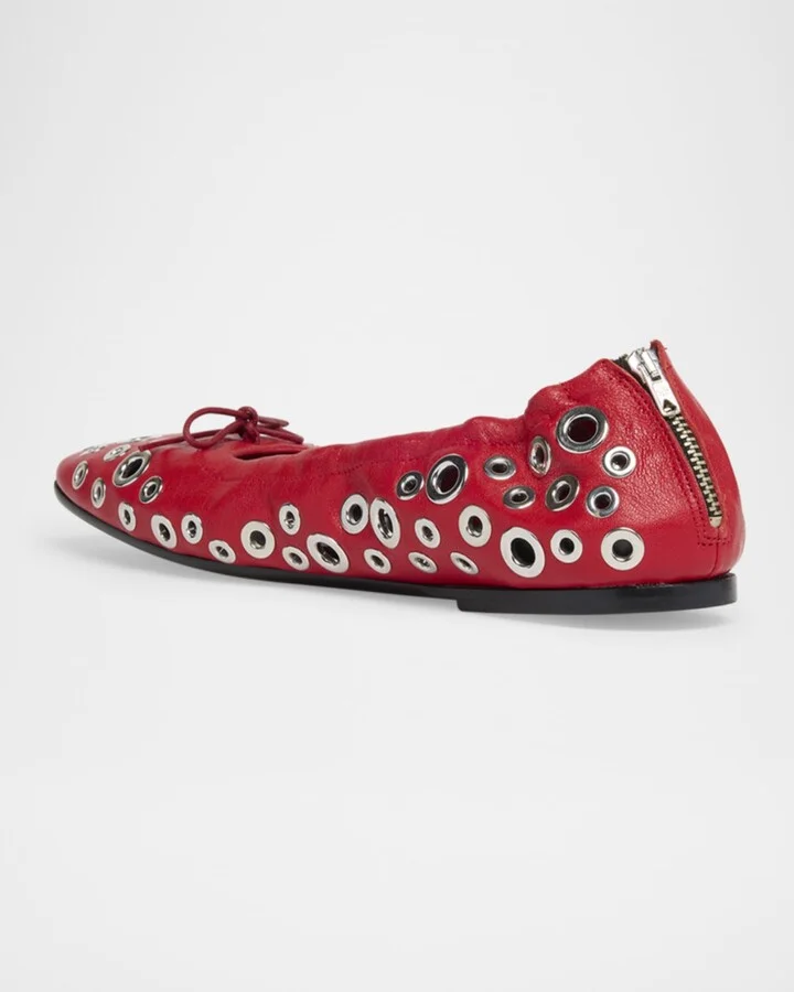 Amy Grommet Zip Leather Ballerina Flats - Image 4
