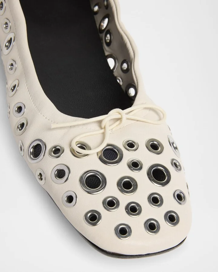 Amy Grommet Zip Leather Ballerina Flats - Image 2