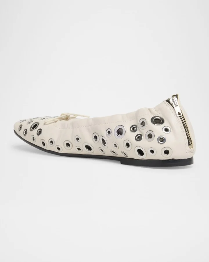 Amy Grommet Zip Leather Ballerina Flats - Image 11