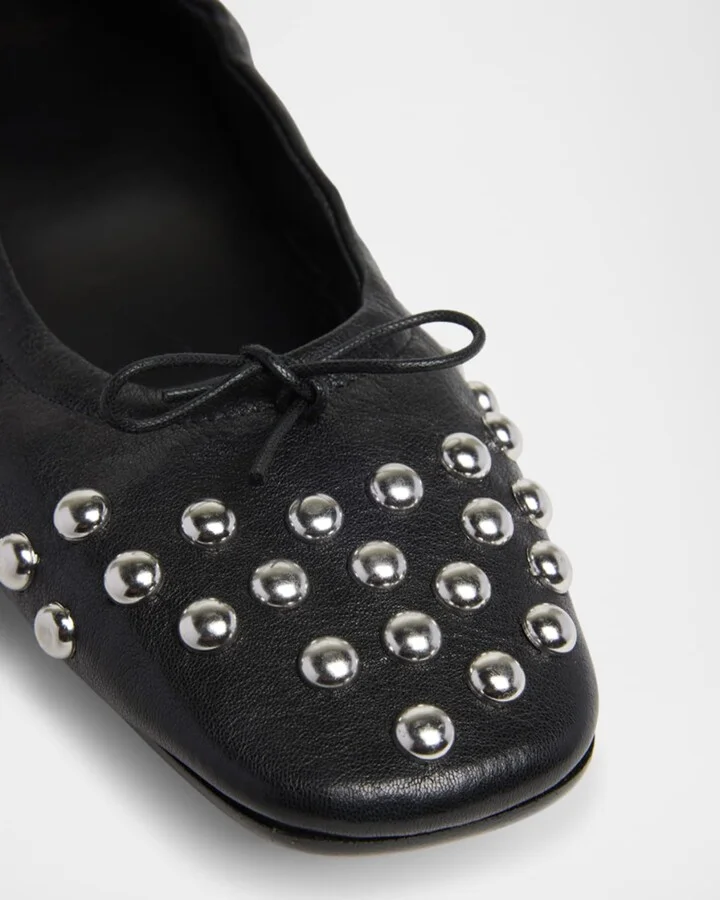 Amy Stud Zip Leather Ballerina Flats - Image 5