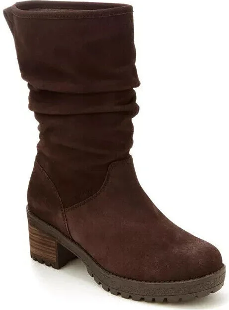 Amy Women's Size 7 Dark Brown Suede Waterproof Mid-Calf Boots ZPO2376