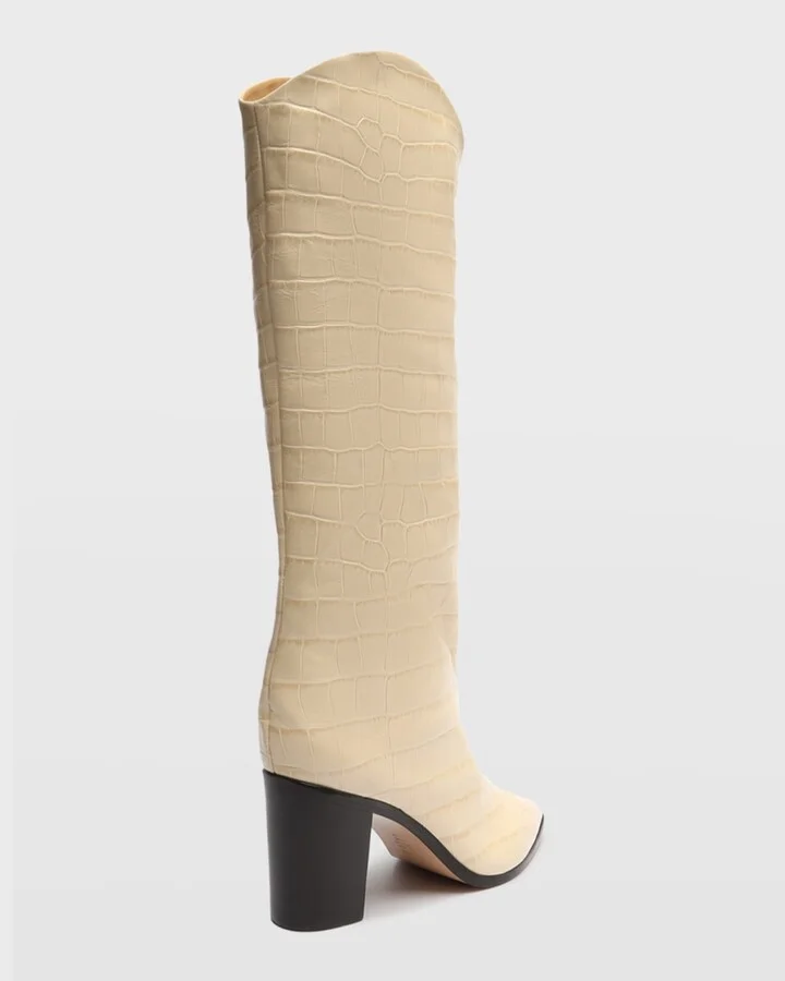 Analeah Croc-Embossed Knee-High Boots - Image 5