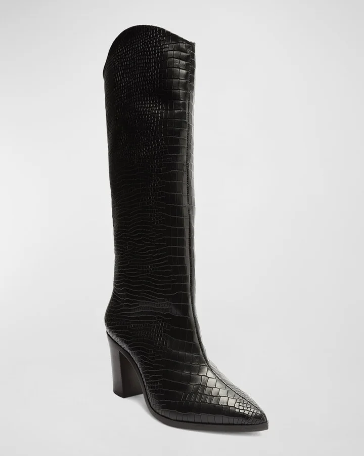Analeah Snake-Print Leather Tall Boots - Image 2