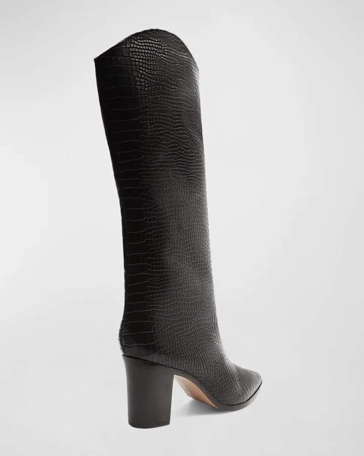 Analeah Snake-Print Leather Tall Boots - Image 7