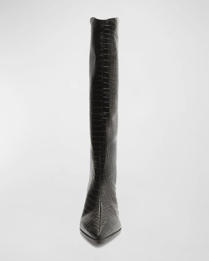 Analeah Snake-Print Leather Tall Boots - Image 8