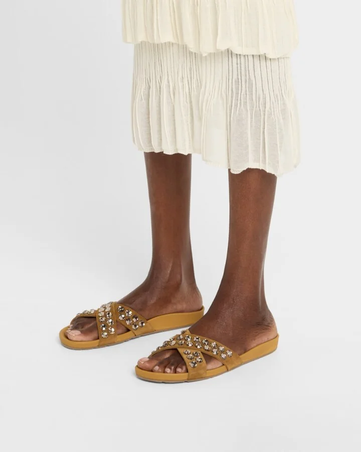Analis Crystal Suede Crisscross Sandals - Image 7
