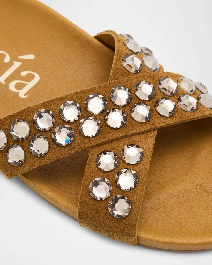 Analis Crystal Suede Crisscross Sandals - Image 9
