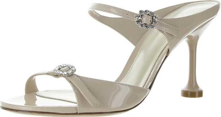 Anastasia Womens Embellished Patent Leather Mules