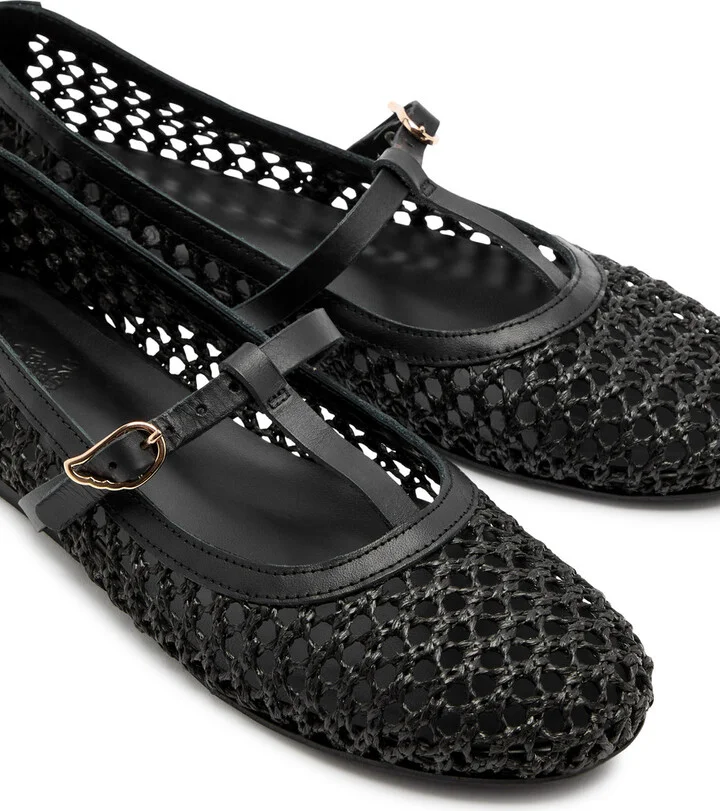 Ancient Greek Sandals Aerati Leather and Raffia Ballet Flats - Image 3
