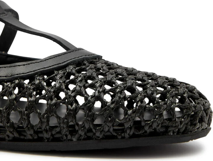 Ancient Greek Sandals Aerati Leather and Raffia Ballet Flats - Image 4