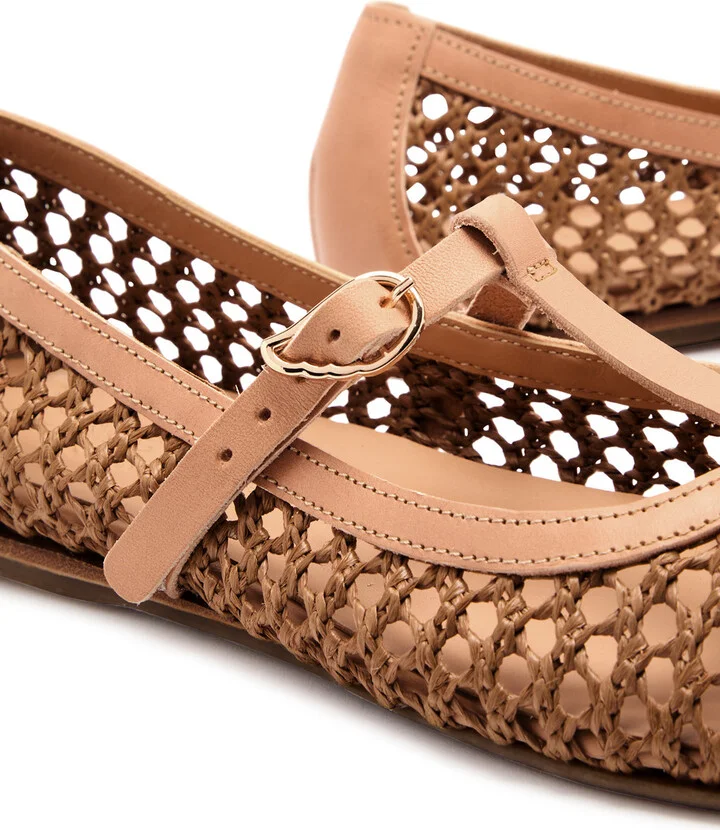 Ancient Greek Sandals Aerati Leather and Raffia Ballet Flats - Image 8