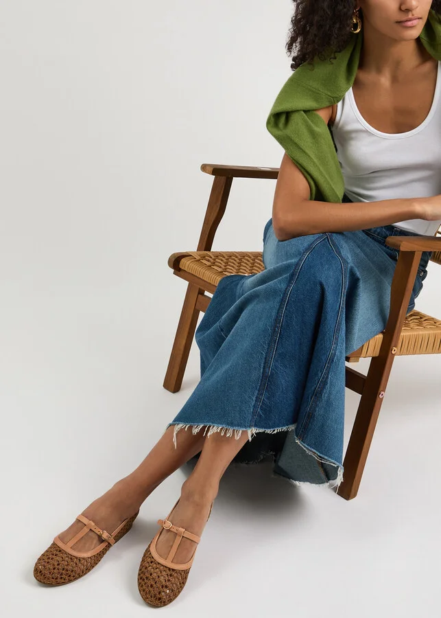 Ancient Greek Sandals Aerati Leather and Raffia Ballet Flats - Image 9