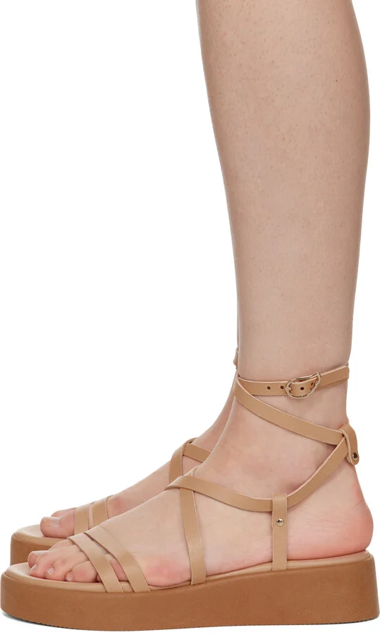 Ancient Greek Sandals Beige Aristea Sandals - Image 3