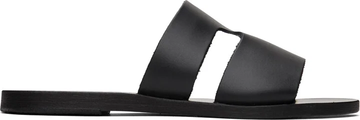 Ancient Greek Sandals Black Apteros Sandals
