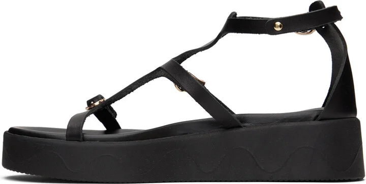 Ancient Greek Sandals Black Arbele Sandals - Image 3