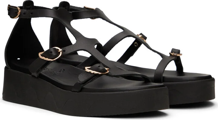Ancient Greek Sandals Black Arbele Sandals - Image 4