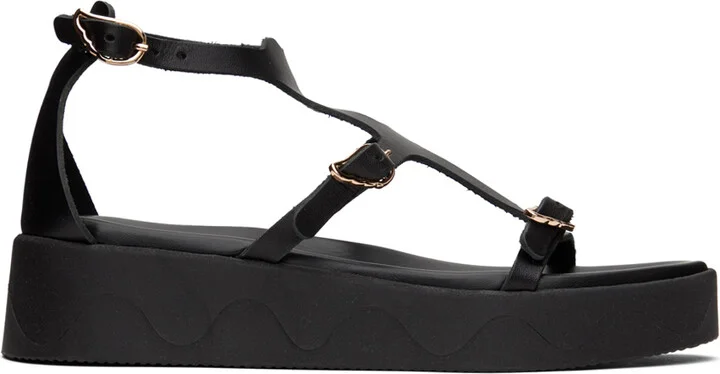 Ancient Greek Sandals Black Arbele Sandals
