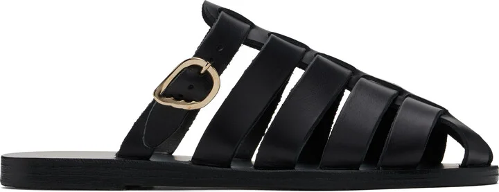Ancient Greek Sandals Black Cosmia Sandals