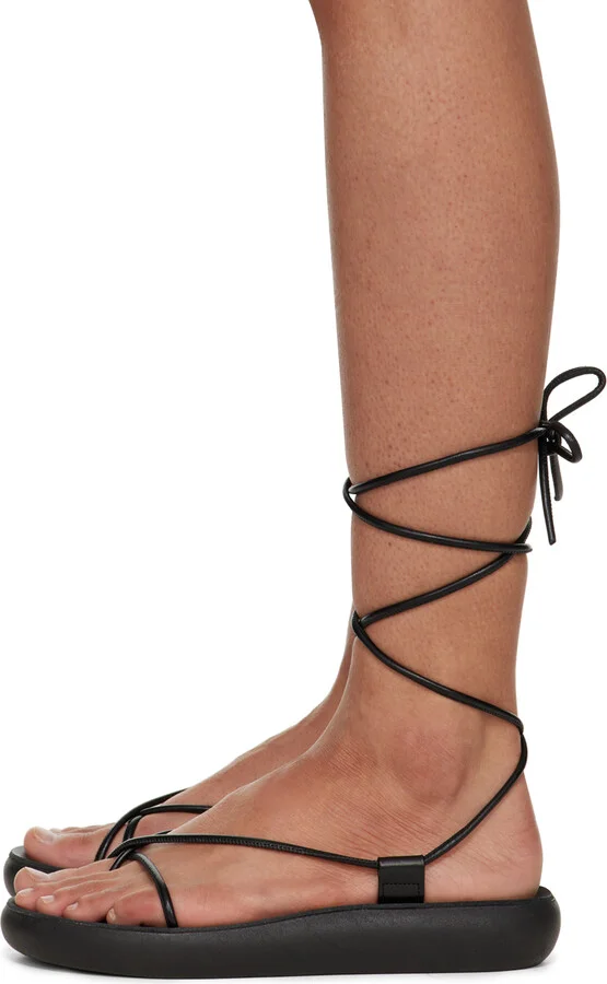 Ancient Greek Sandals Black Diakopes Comfort Sandals - Image 3