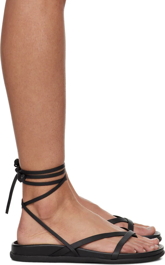 Ancient Greek Sandals Black Glykeria Sandals