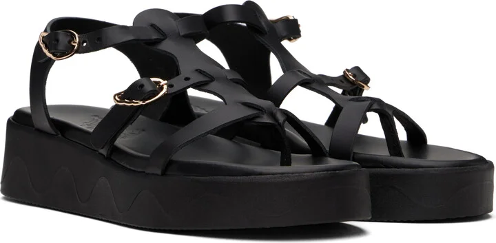 Ancient Greek Sandals Black Grace Kelly Wave Sandals - Image 4